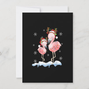 Christmas Flamingo Santa Hat Xmas Lights Flamingo Invitation