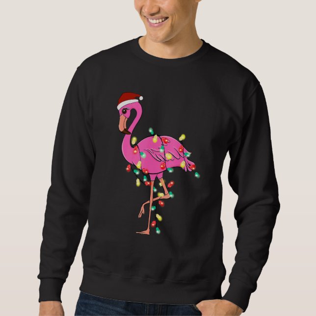 Christmas Flamingo Santa Hat Xmas Lights Flamingo  Sweatshirt (Front)