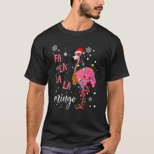Christmas Flamingo Santa Hat Xmas Lights Flamingo T-Shirt