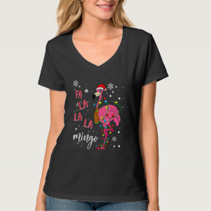 Christmas Flamingo Santa Hat Xmas Lights Flamingo T-Shirt