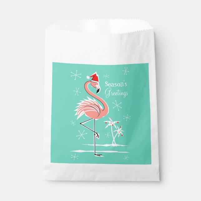 Christmas Flamingo Season's Greetings favor bag (Front)