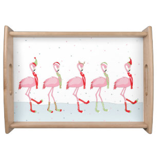 Christmas flamingo serving tray
