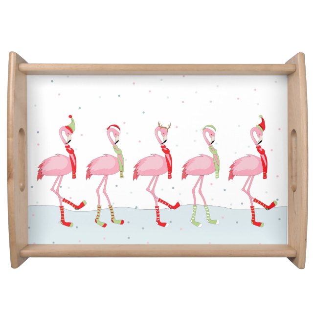 Christmas flamingo serving tray (Front)