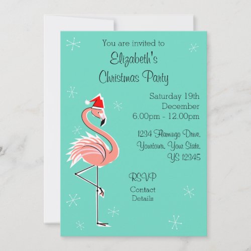 Christmas Flamingo Side Multi back invitation