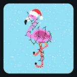 Christmas Flamingo Square Sticker<br><div class="desc">santa claus flamingo christmas, 
wildlife beak summer beautiful, 
flamingos happy cartoon vintage, 
watercolor drawn funny snow , 
cute sketch cool pink, 
trendy sweet art hat , 
holiday love tropic animal, 
gift illustration xmas tropical, 
exotic winter merry bird , 
flamingo santa claus christmas, </div>