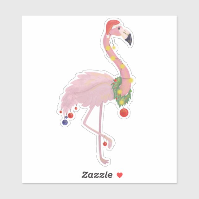 Christmas Flamingo Sticker (Sheet)