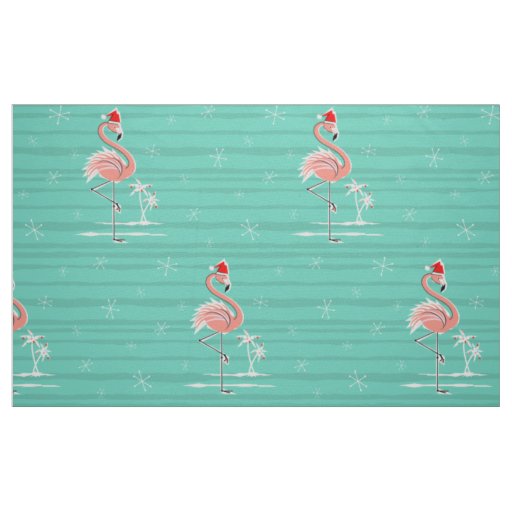 Christmas Flamingo Stripe large pattern fabric