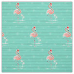 Christmas Flamingo Stripe small pattern fabric