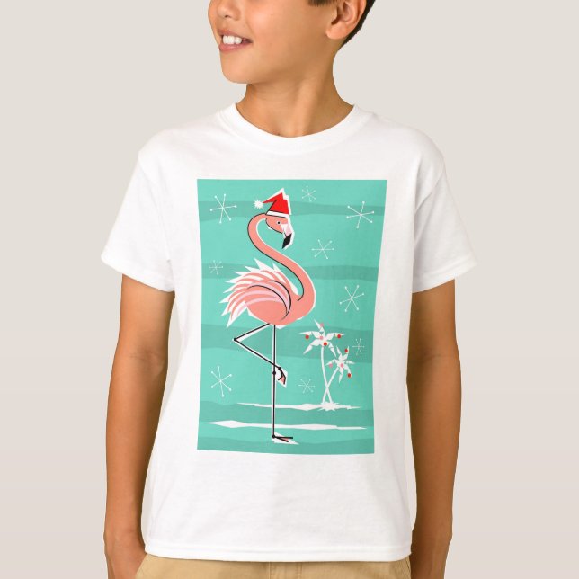 Christmas Flamingo Stripe t-shirt kid's (Front)