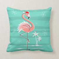 Christmas Flamingo Stripe throw pillow