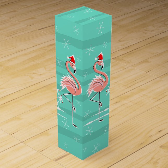 Christmas Flamingo Stripe wine gift box (Front)