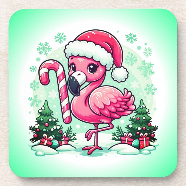Christmas Flamingo Sublimation Clipart-10424 Beverage Coaster (Front)
