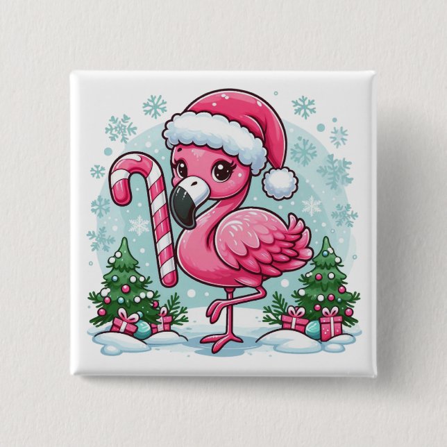 Christmas Flamingo Sublimation Clipart-10424 Button (Front)