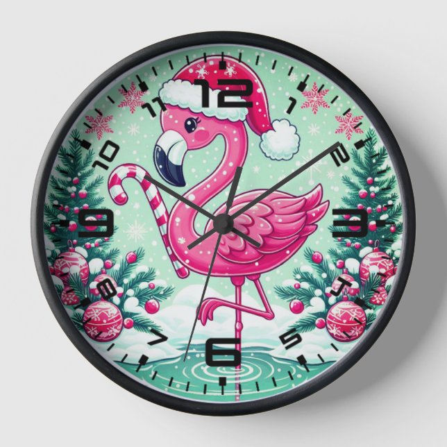 Christmas Flamingo Sublimation Clipart-10424 Clock (Front)