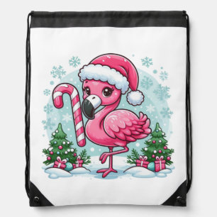 Christmas Flamingo Sublimation Clipart-10424 Drawstring Bag