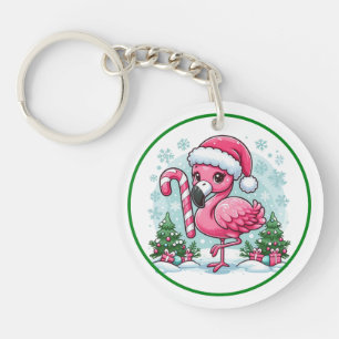 Christmas Flamingo Sublimation Clipart-10424 Keychain