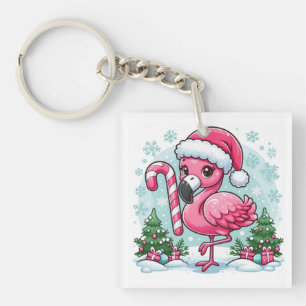 Christmas Flamingo Sublimation Clipart-10424 Keychain