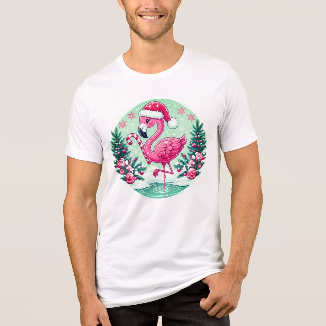 Christmas Flamingo Sublimation Clipart-10424 Tri-Blend Shirt (Front)