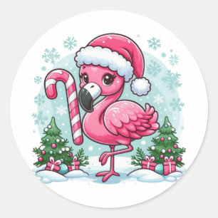 Christmas Flamingo Sublimation Clipart-30424 Classic Round Sticker