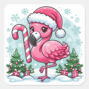 Christmas Flamingo Sublimation Clipart-30424 Square Sticker