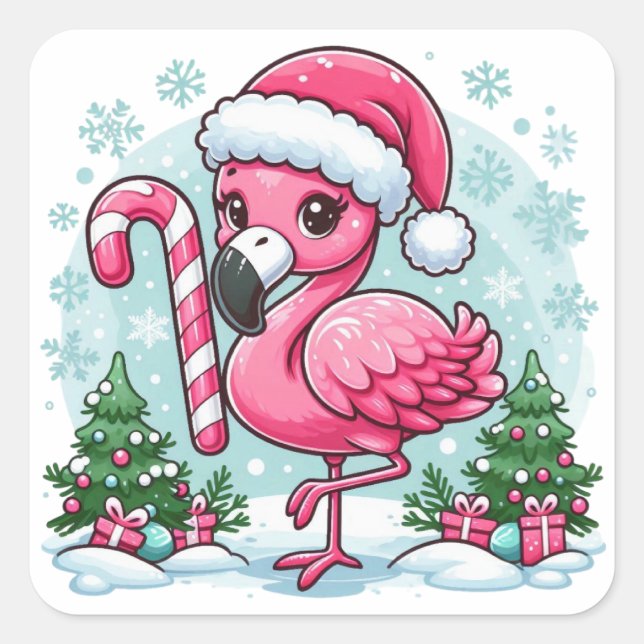 Christmas Flamingo Sublimation Clipart-30424 Square Sticker (Front)