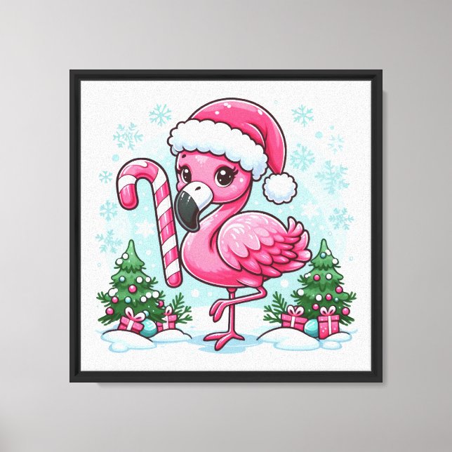 Christmas Flamingo Sublimation Clipart  Canvas Print (Front)