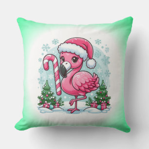 Christmas Flamingo Sublimation Clipart  Throw Pillow