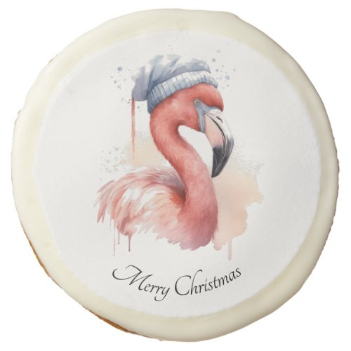 Christmas Flamingo Sugar Cookie