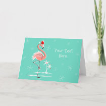 Christmas Flamingo Text horizontal Holiday Card