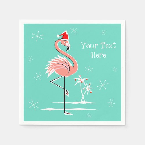 Christmas Flamingo Text paper napkin