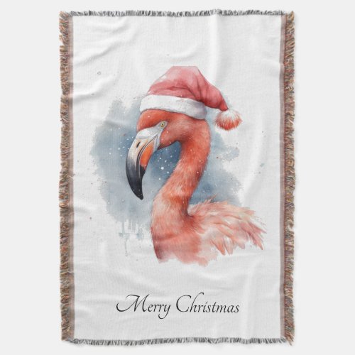 Christmas Flamingo Throw Blanket