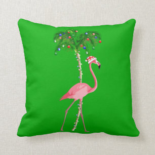 Christmas Flamingo Throw Pillow