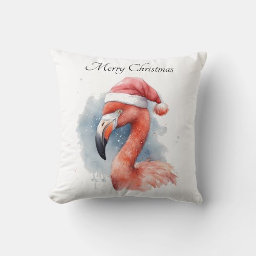 Christmas Flamingo Throw Pillow