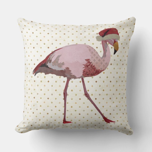 CHRISTMAS FLAMINGO THROW PILLOW (Front)