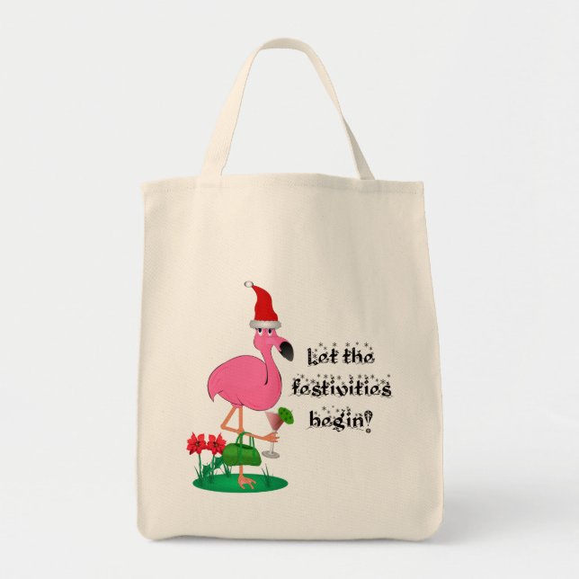 Christmas Flamingo Tote Bag (Front)