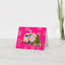 christmas flamingo trailer invitation