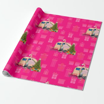 Christmas Flamingo Trailer Wrapping Paper by funnychristmas at Zazzle