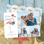 Christmas Flamingo Tropical Beach Photo Holiday Card<br><div class="desc">This cute tropical beach Christmas card features a holiday flamingo decorated for the holidays,  and 3 photo templates.</div>