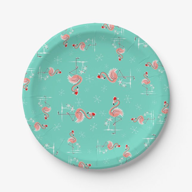 Christmas Flamingo Twist paper plate (Front)