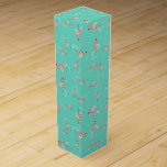Christmas Flamingo Twist wine gift box<br><div class="desc">Stylish design with a retro touch featuring a festive pink flamingos wearing red Santa hats,  stars and palm trees decorated with baubles set against an aqua background. A customizable design for you to personalise with your own text,  images and ideas. An original digital art image created by Quirky Chic.</div>