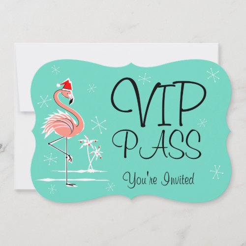 Christmas Flamingo VIP PASS invitation bracket