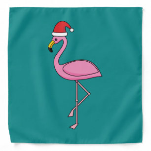 Christmas Flamingo with Santa Hat Bandana