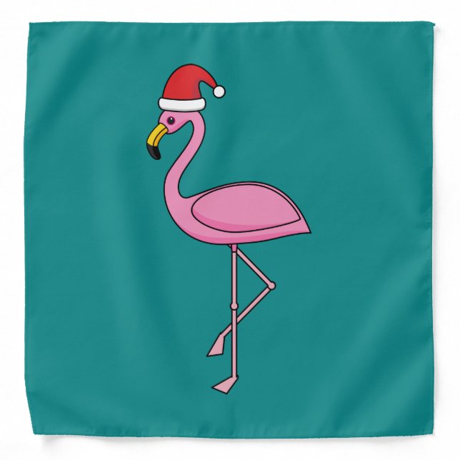 Christmas Flamingo with Santa Hat Bandana (Front)