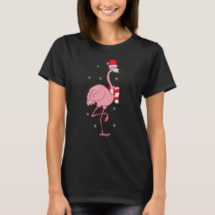 Christmas Flamingo With Santa Hat Cute Christmas F T-Shirt