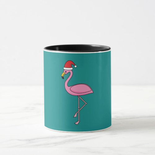 Christmas Flamingo with Santa Hat Mug