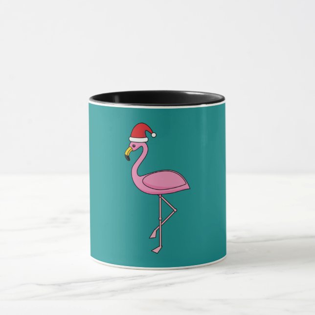 Christmas Flamingo with Santa Hat Mug (Center)