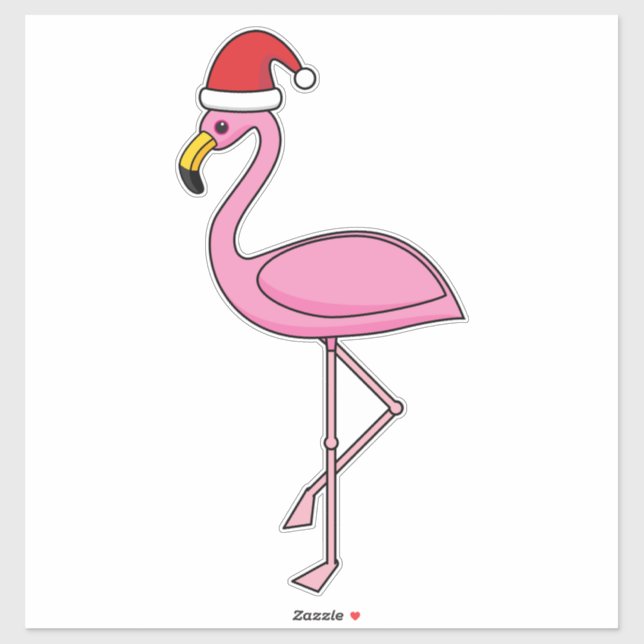 Christmas Flamingo with Santa Hat Sticker (Sheet)