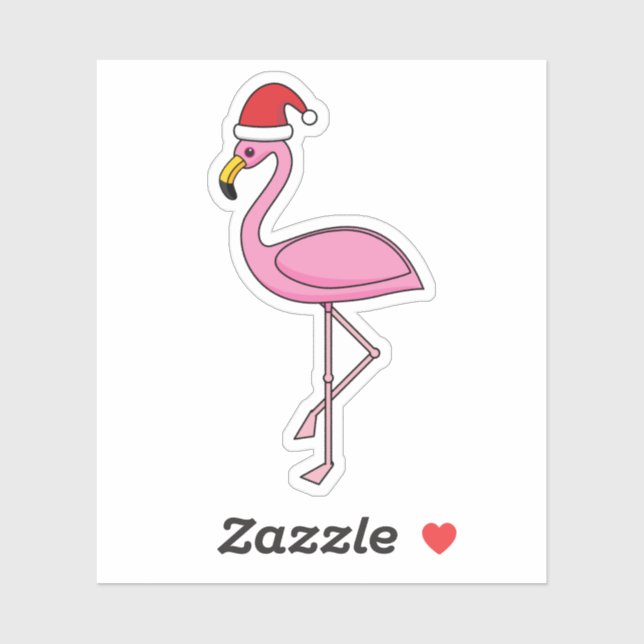 Christmas Flamingo with Santa Hat Sticker (Sheet)
