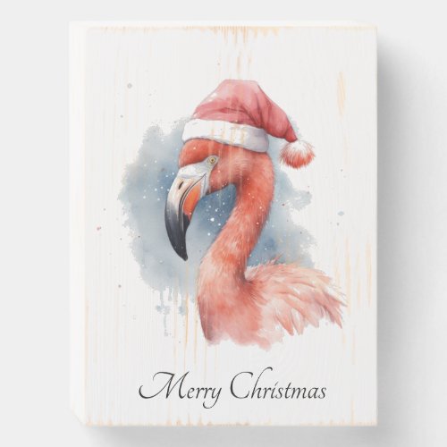 Christmas Flamingo Wooden Box Sign