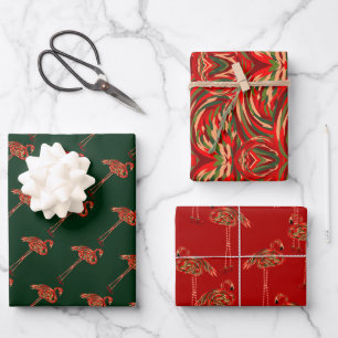 Christmas Flamingo Wrapping Paper Sheets